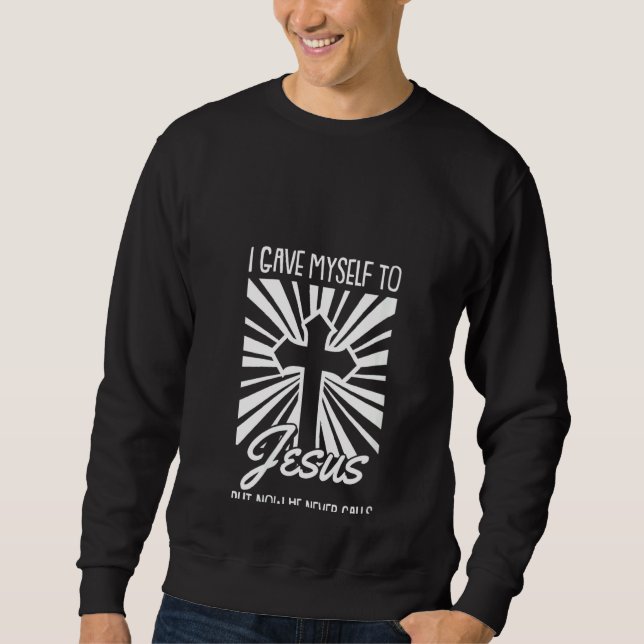 Womens Gave Myself To Jesus Christmas Religious Fa Sweatshirt (Front)