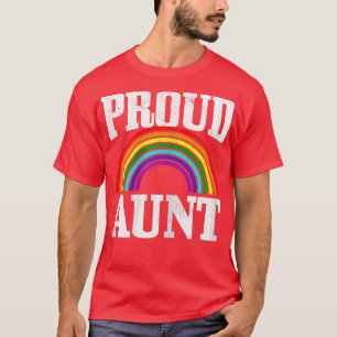 Womens Gay Pride Proud Aunt LGBTQ Rainbow Flag Gay T-Shirt