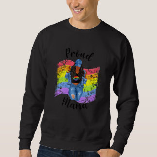 Womens Gay Pride Proud Mama Lgbtq Black Mum Rainbo Sweatshirt