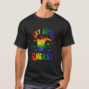 Womens Gay Witch Energy Halloween Witch Gay Rainb T-Shirt