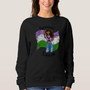 Womens Genderqueer Pride Gemini Queen Zodiac Astro Sweatshirt