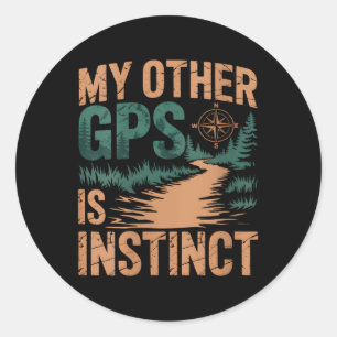 Womens Geocaching Hiking Funny V-neck  Classic Round Sticker