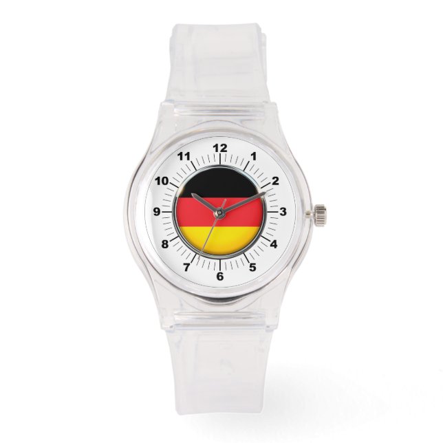 Women's German Flag Sporty Pink Silicon Watch (Front)