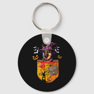 Womens German Shepherd As Witch In Pocket Key Ring