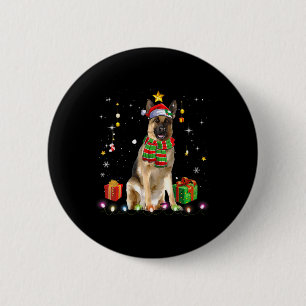 Womens German Shepherd Dog Tree Christmas Sweater 6 Cm Round Badge