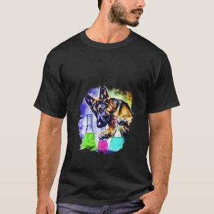 Womens German Shepherd Mad Scientist Chemicals Che T-Shirt