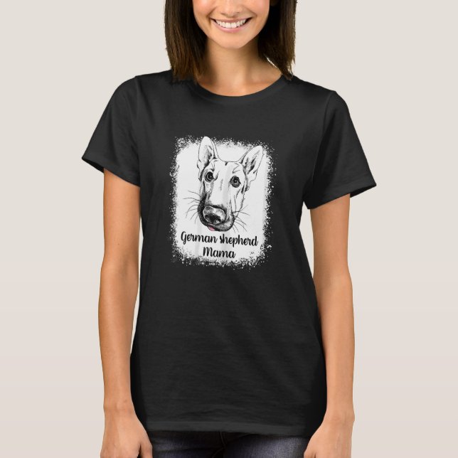 Womens German Shepherd Mama Bleached Cute Dog Mum  T-Shirt (Front)