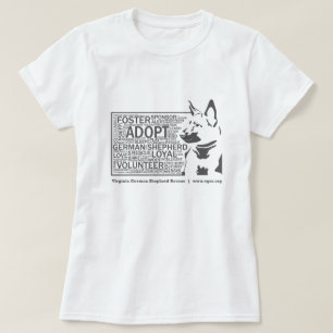 Women's German Shepherd Word Cloud Rescue Grey T-Shirt
