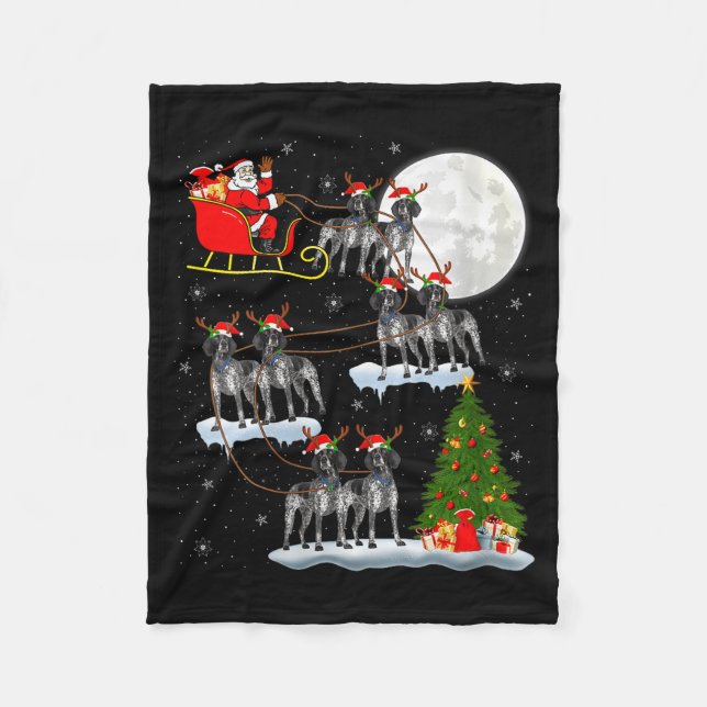 Womens German Shorthaired Inter Dog Christmas Sant Fleece Blanket (Front)