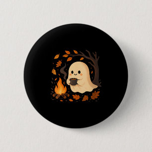 Womens Ghost By Campfire With Mug V-neck 6 Cm Round Badge
