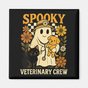 Womens Ghost Holding Black Cat Dog Veterinarian Magnet