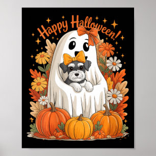 Womens Ghost Holding Miniature Schnauzer Dog Poster