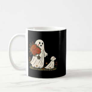 Womens Ghost Walking Dog Spooky Funny Halloween Coffee Mug