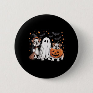 Womens Ghost Witch Pumpkin English Bulldog Dog 6 Cm Round Badge