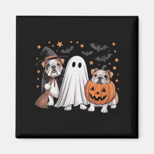 Womens Ghost Witch Pumpkin English Bulldog Dog Magnet