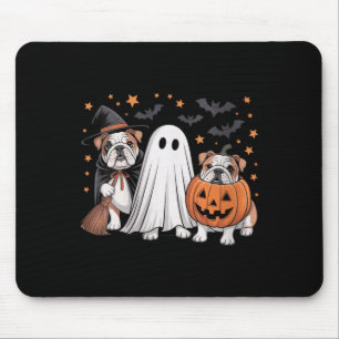 Womens Ghost Witch Pumpkin English Bulldog Dog Mouse Pad