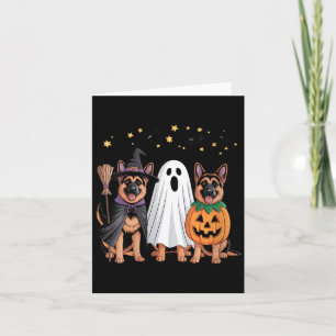 Womens Ghost Witch Pumpkin German Shepherd Dog Card