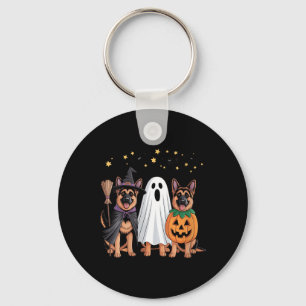 Womens Ghost Witch Pumpkin German Shepherd Dog Key Ring