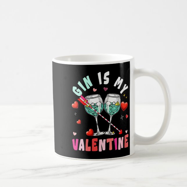 Women's Gin Is My Valentine Hearts Matching Drinke Coffee Mug (Right)