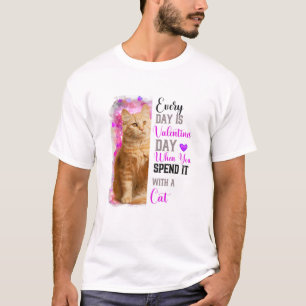 Womens Ginger Cat Mum Valentines Day Cat Mama Moth T-Shirt
