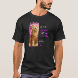 Womens Ginger Cat Mum Valentines Day Cat Mama Moth T-Shirt