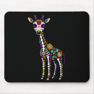 Womens Giraffe Mexican Sugar Skull Calavera Viva Mouse Pad