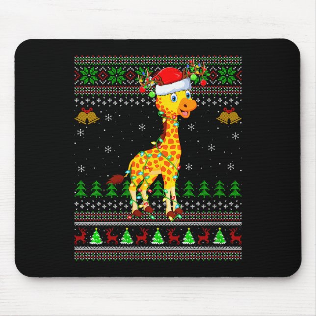 Womens Giraffe Ugly Christmas Sweaters Holiday San Mouse Pad (Front)