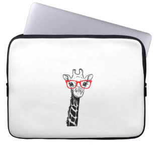 Womens Giraffe with Glasses Gift for Zoo Animal Lo Laptop Sleeve