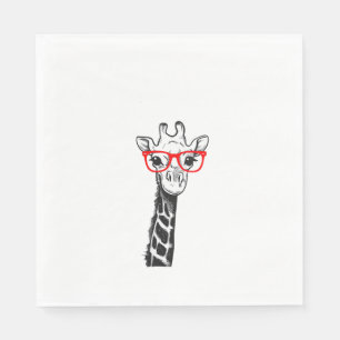 Womens Giraffe with Glasses Gift for Zoo Animal Lo Napkin