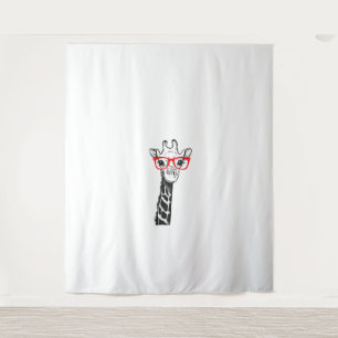 Womens Giraffe with Glasses Gift for Zoo Animal Lo Tapestry