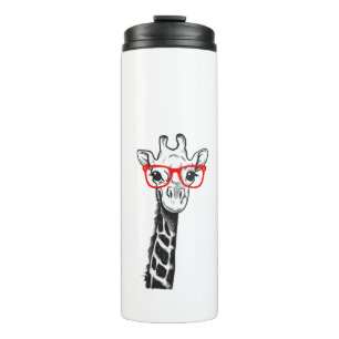 Womens Giraffe with Glasses Gift for Zoo Animal Lo Thermal Tumbler