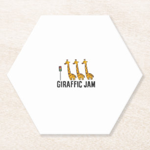 Womens Giraffic Jam Funny Giraffe Giraffe Pun Cute Paper Coaster