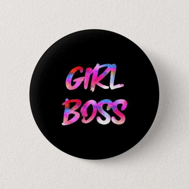 Womens Girl Boss V-neck  6 Cm Round Badge (Front)