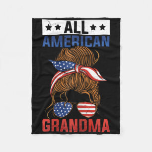 Womens Girls All American Grandma 4th Of July Fleece Blanket