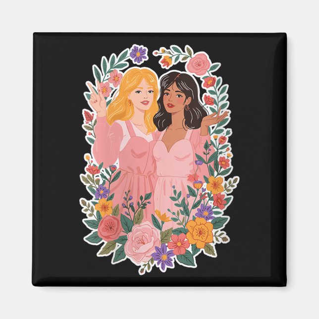 Womens Girls Friendship Bloom Ies Sisterhood Toget Magnet (Front)