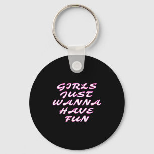 Womens Girls Just W Have Fun V-neck Key Ring