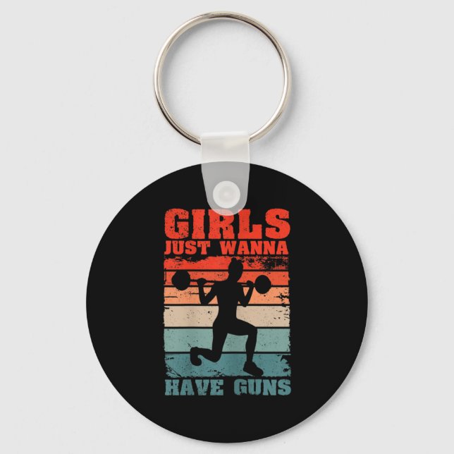 Womens Girls Just W Have Guns Funny Workout Girl G Key Ring (Front)