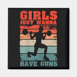 Womens Girls Just W Have Guns Funny Workout Girl G Magnet
