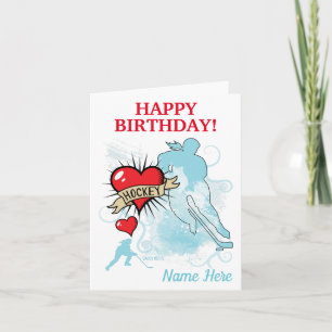 Women's Girls Personalised Hockey Birthday Heart Card