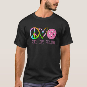 Womens Girls Pickleball Retired Ladies Peace Love T-Shirt