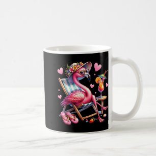 Womens Girls Pink Flamingo Beach Palm Tree Cute Fl Coffee Mug