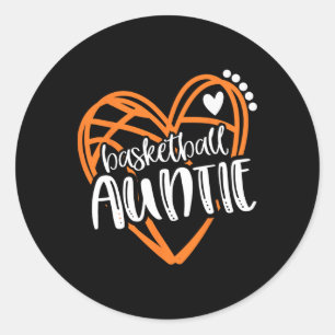 Womens Girls Sketll Auntie Heart Distressed Classic Round Sticker