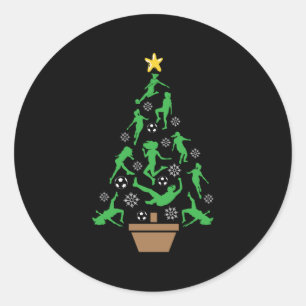 Women's Girls Soccer Christmas Tree Classic Round Sticker