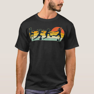 Womens Girls Soccer Players Retro Sunset Soccer T-Shirt