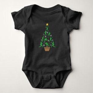 Women's Girls Softball Christmas Tree Baby Bodysuit