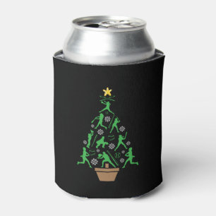 Women's Girls Softball Christmas Tree Can Cooler