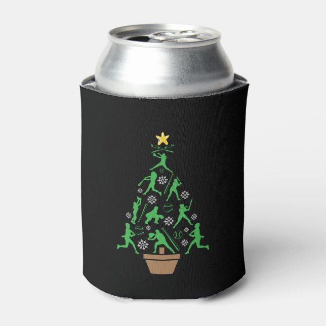 Women's Girls Softball Christmas Tree Can Cooler (Can Front)