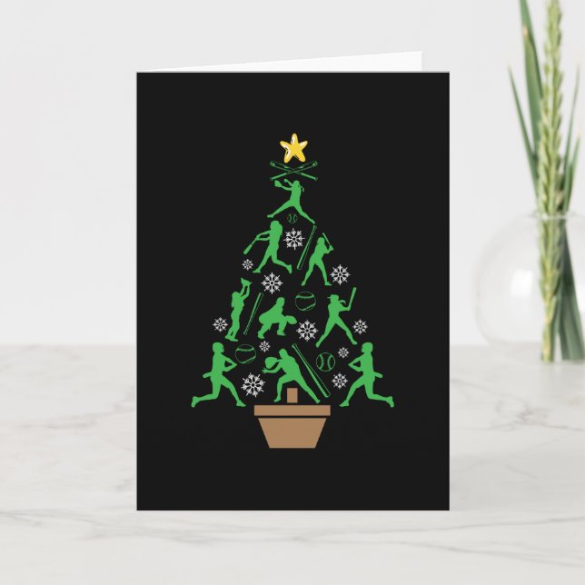 Women's Girls Softball Christmas Tree Card (Front)