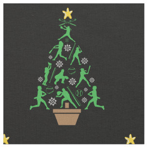 Women's Girls Softball Christmas Tree Fabric