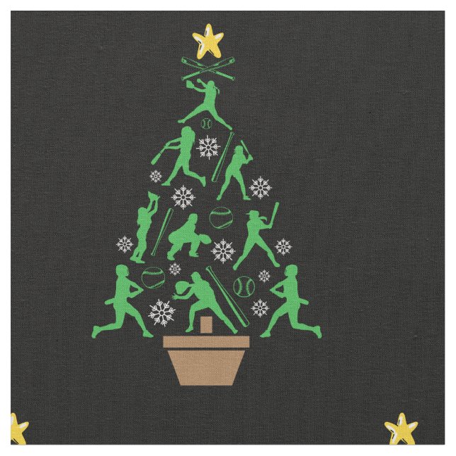 Women's Girls Softball Christmas Tree Fabric (Close Up)